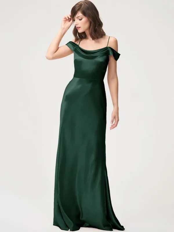 Black Evening Dress Sheath Bateau Neck Satin Fabric Floor-Length Pleated Floor-Length Formal Dinner Dresses