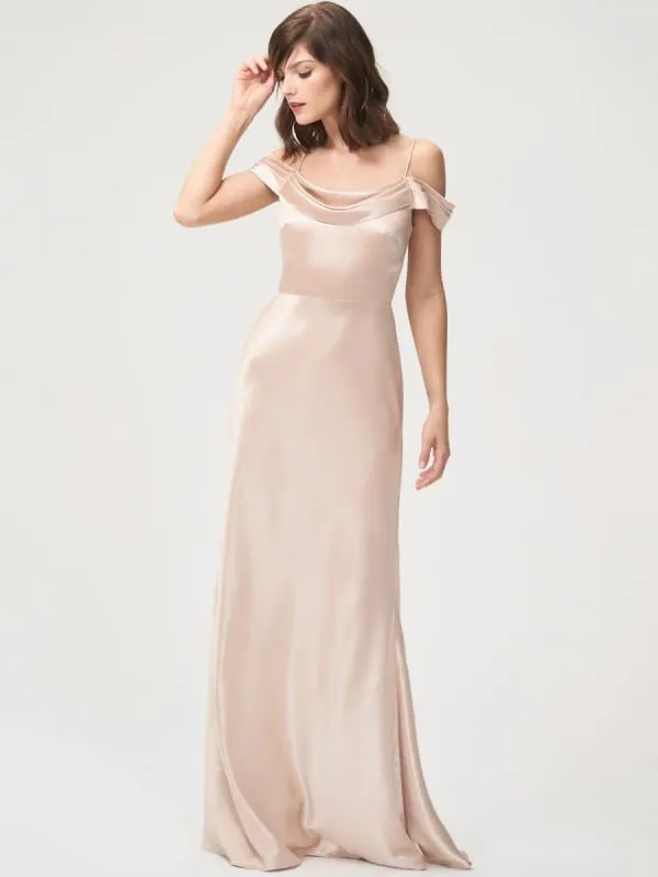 Black Evening Dress Sheath Bateau Neck Satin Fabric Floor-Length Pleated Floor-Length Formal Dinner Dresses