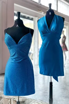 Blue Empire Bodycon Mini Dress