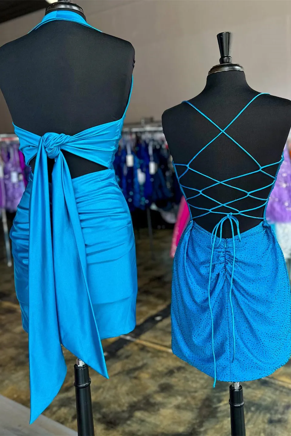 Blue Empire Bodycon Mini Dress