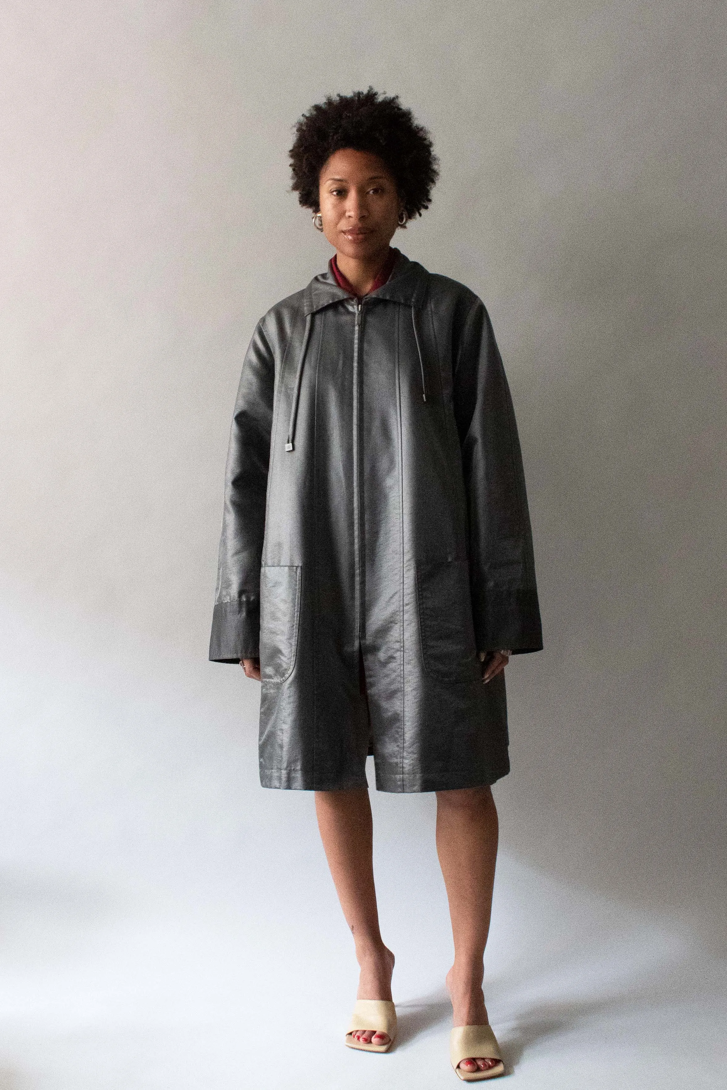 Chanel Gunmetal Metallic Nylon Jacket