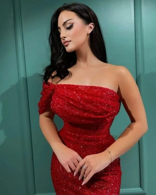 glitter Prom dresses red Evening Maxi dresses