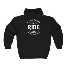 I Just Want To Ride My Motorcycle| Unisex Heavy Blend™ Full Zip Hooded Sweatshirt