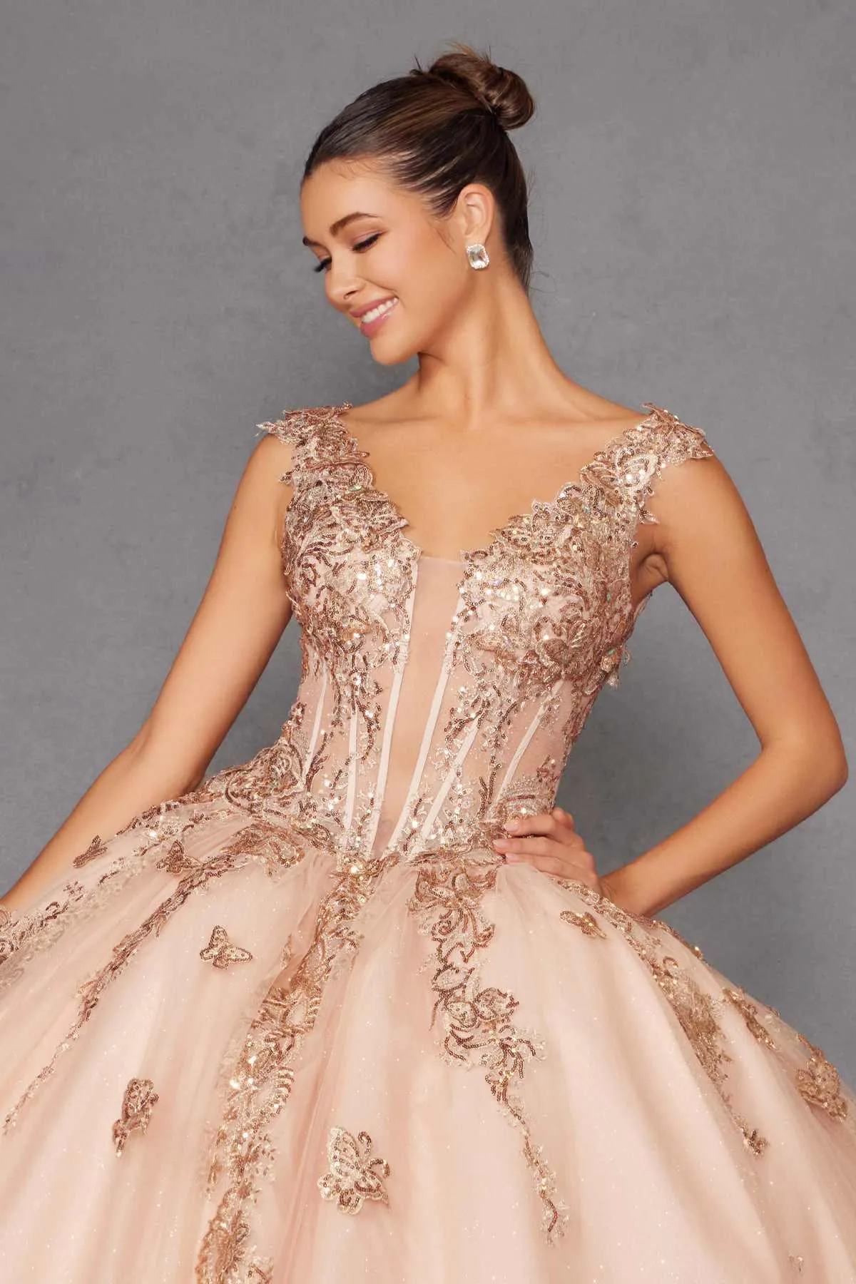 Juliet JT1485J Off the Shoulder Cinderella Quinceanera Ball Gown
