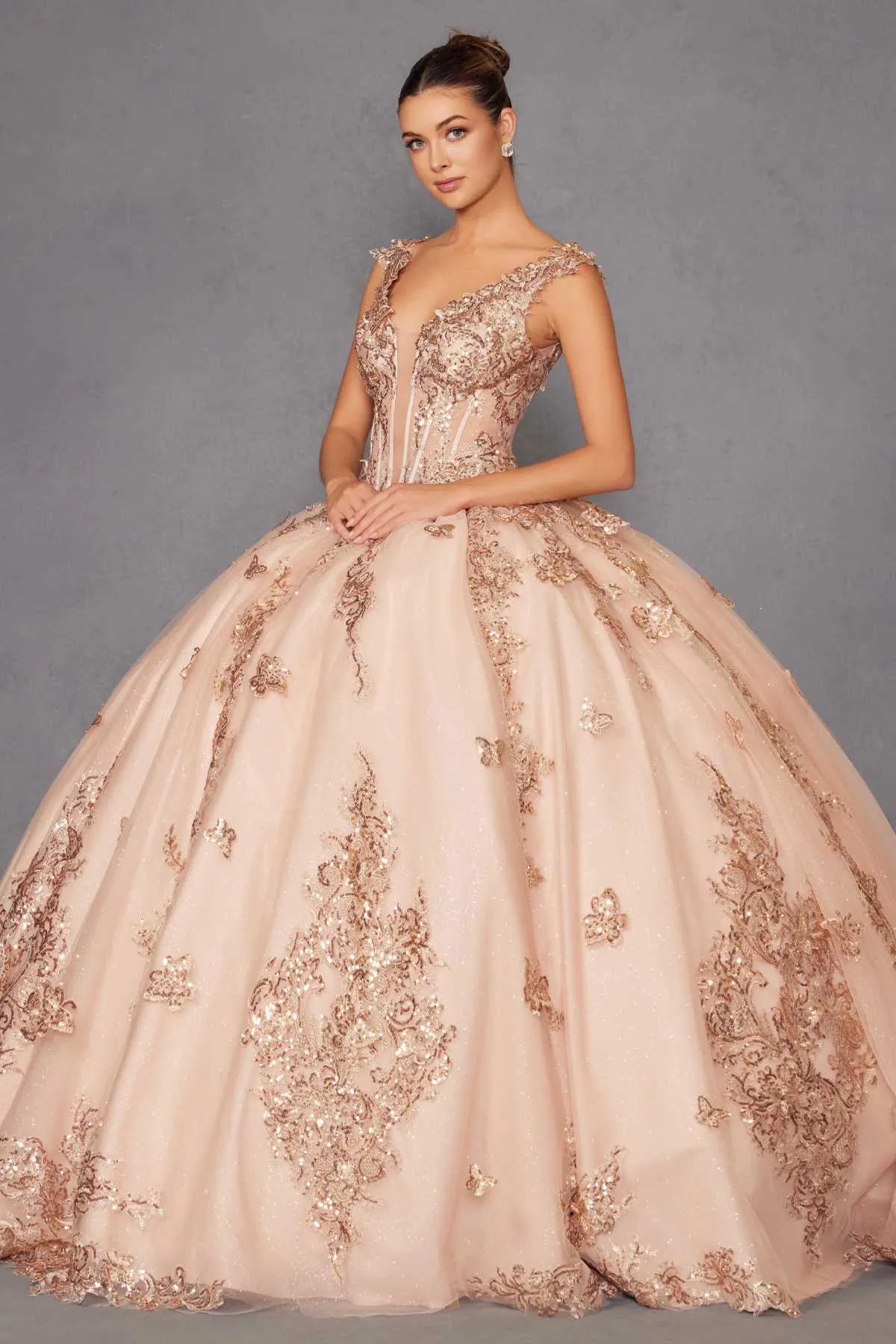 Juliet JT1485J Off the Shoulder Cinderella Quinceanera Ball Gown