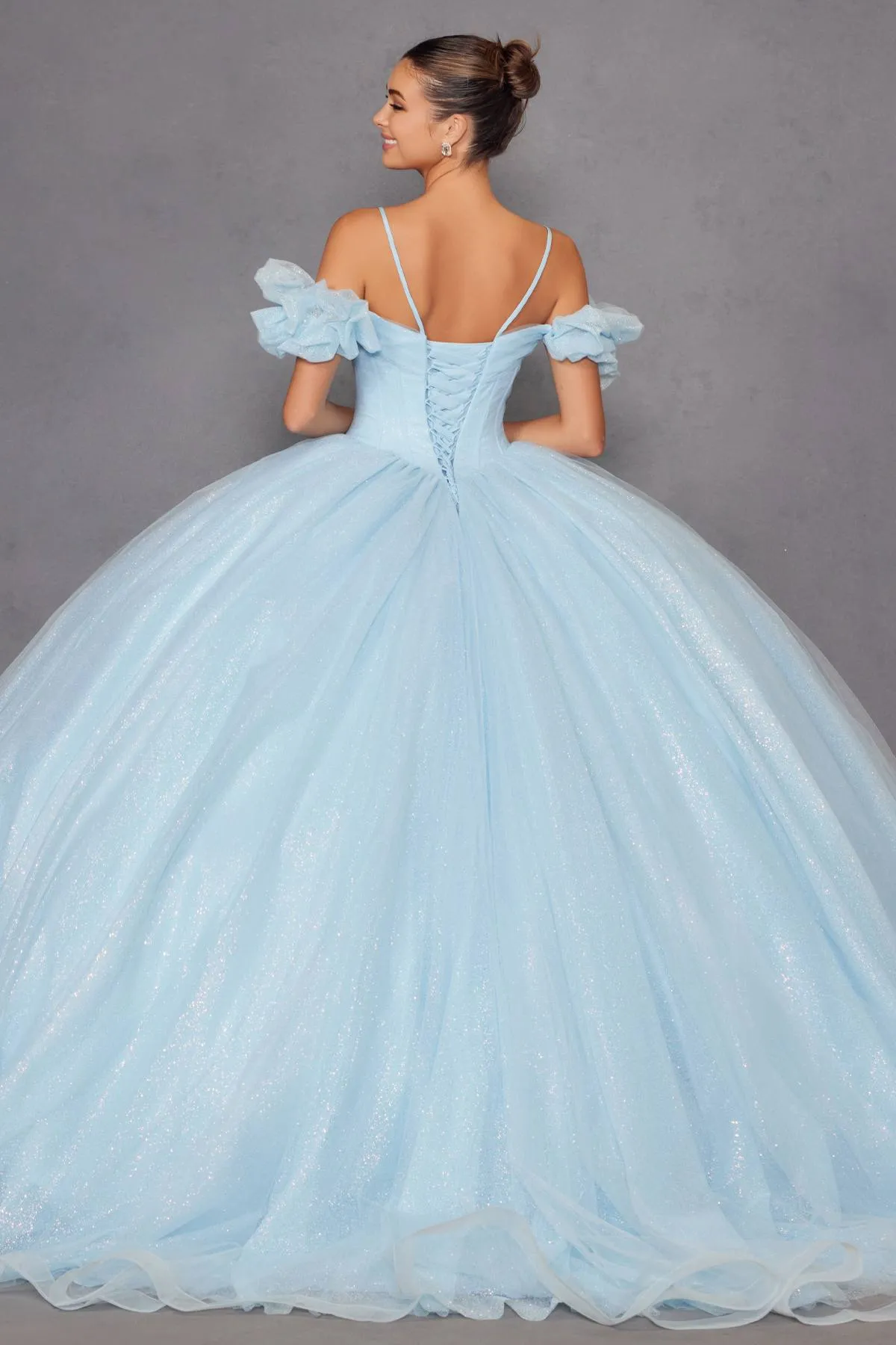 Juliet JT1487H Cold Shoulder quinceanera Ball Gown