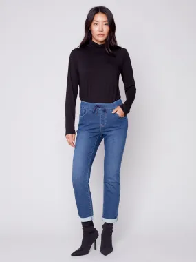 Knit Denim Jogger Pants - Indigo