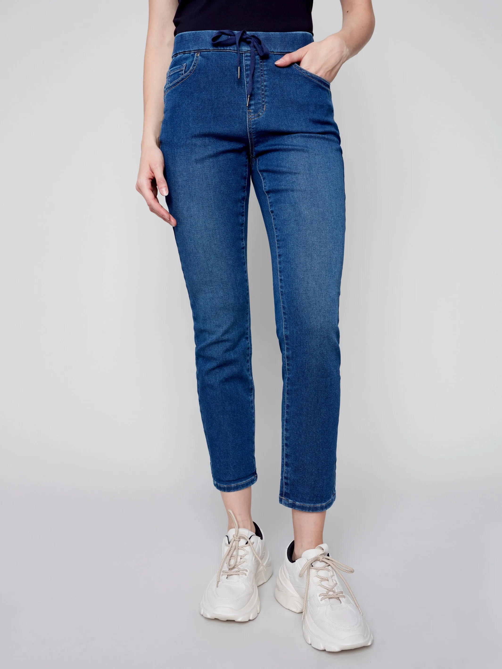 Knit Denim Jogger Pants - Indigo