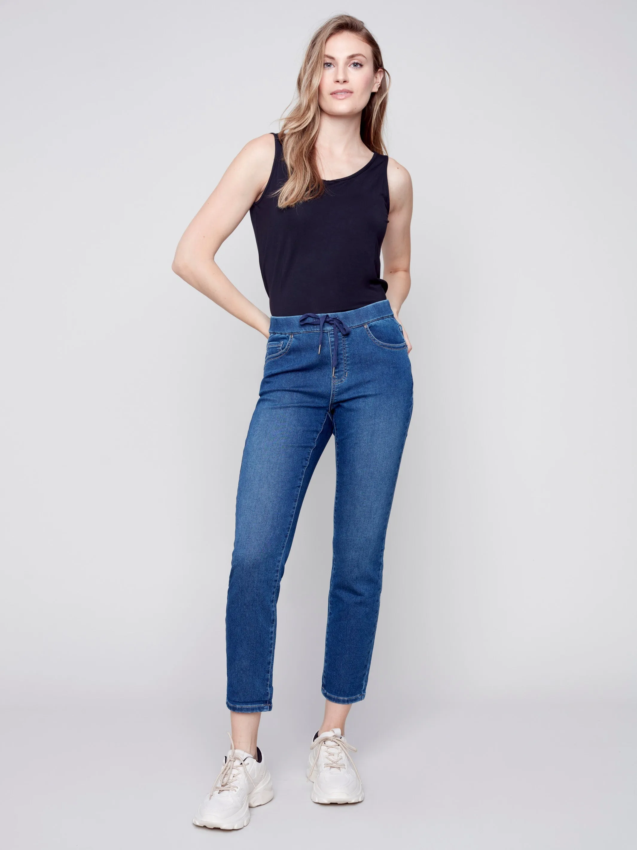 Knit Denim Jogger Pants - Indigo