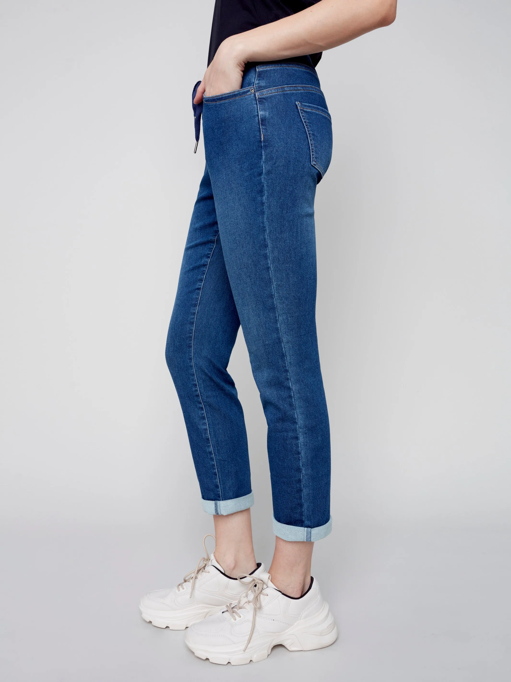 Knit Denim Jogger Pants - Indigo