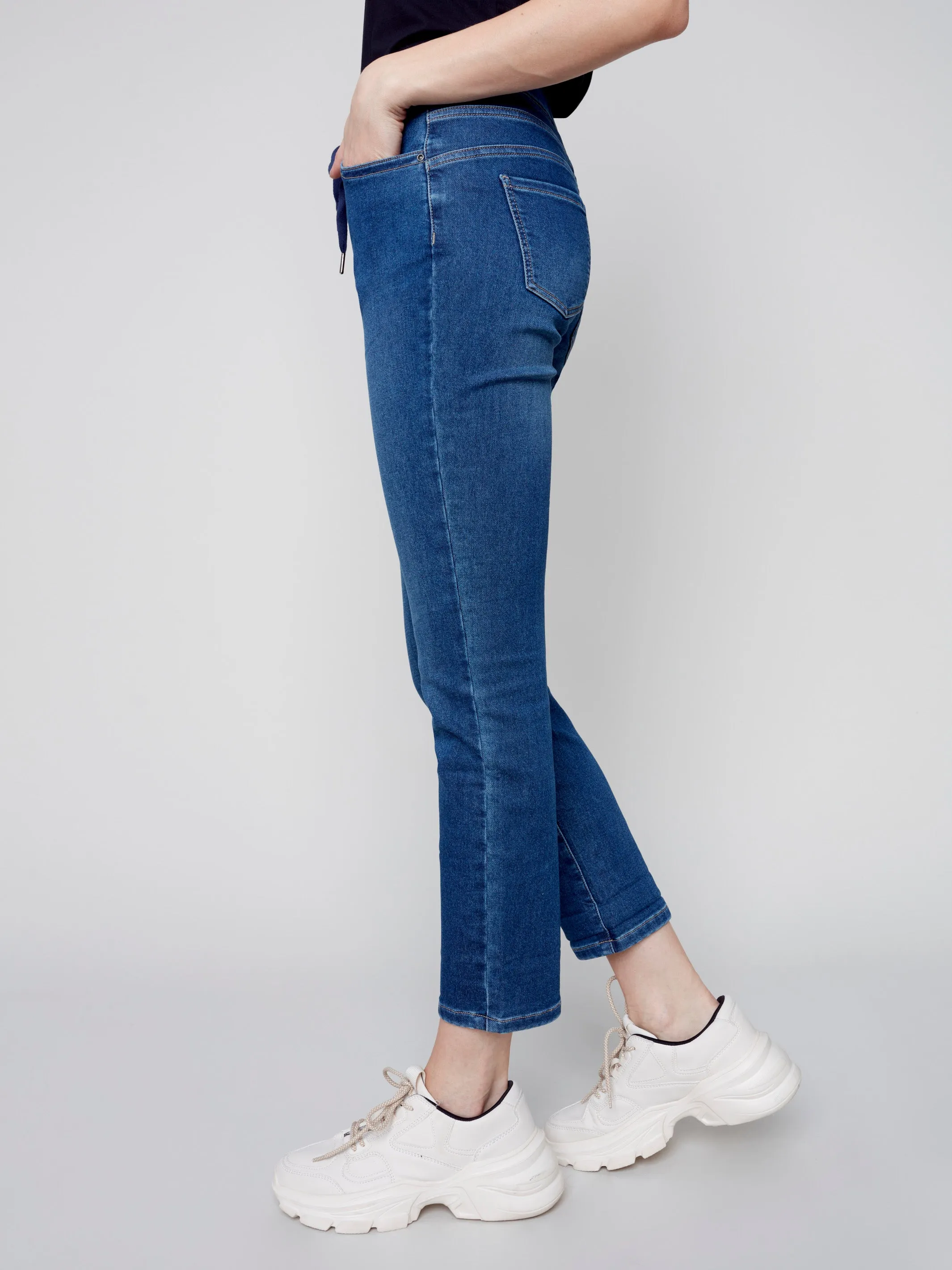 Knit Denim Jogger Pants - Indigo