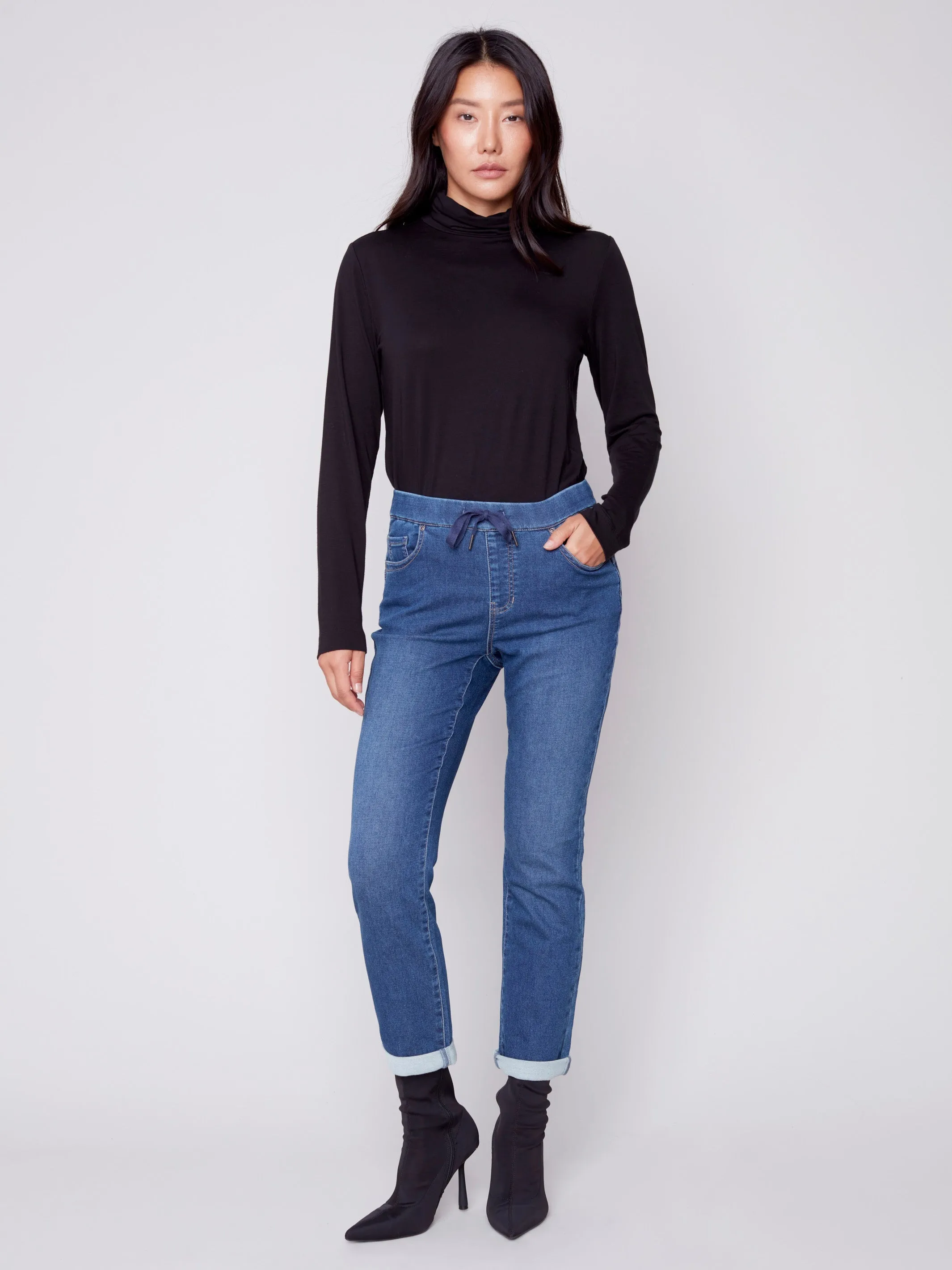 Knit Denim Jogger Pants - Indigo