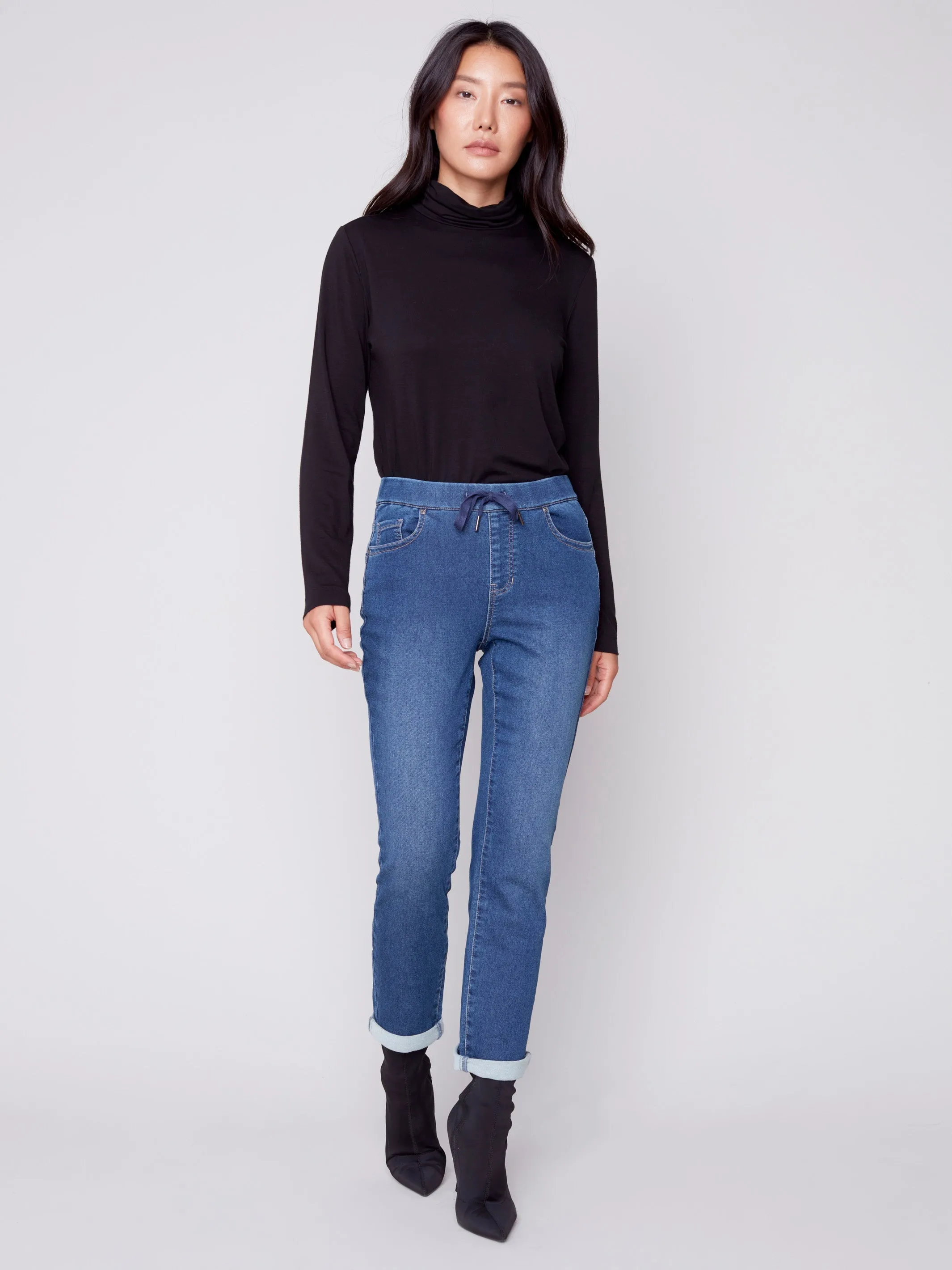 Knit Denim Jogger Pants - Indigo