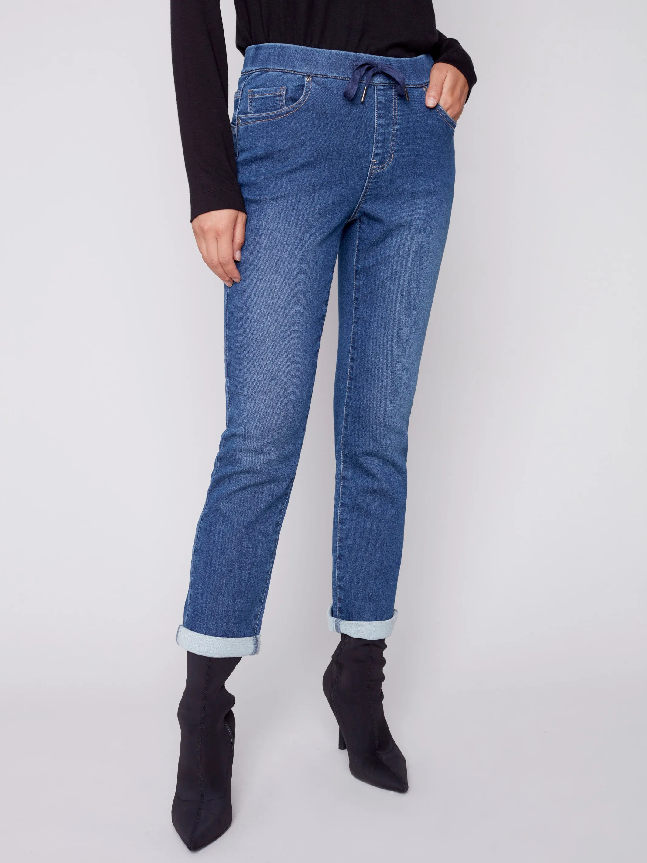 Knit Denim Jogger Pants - Indigo