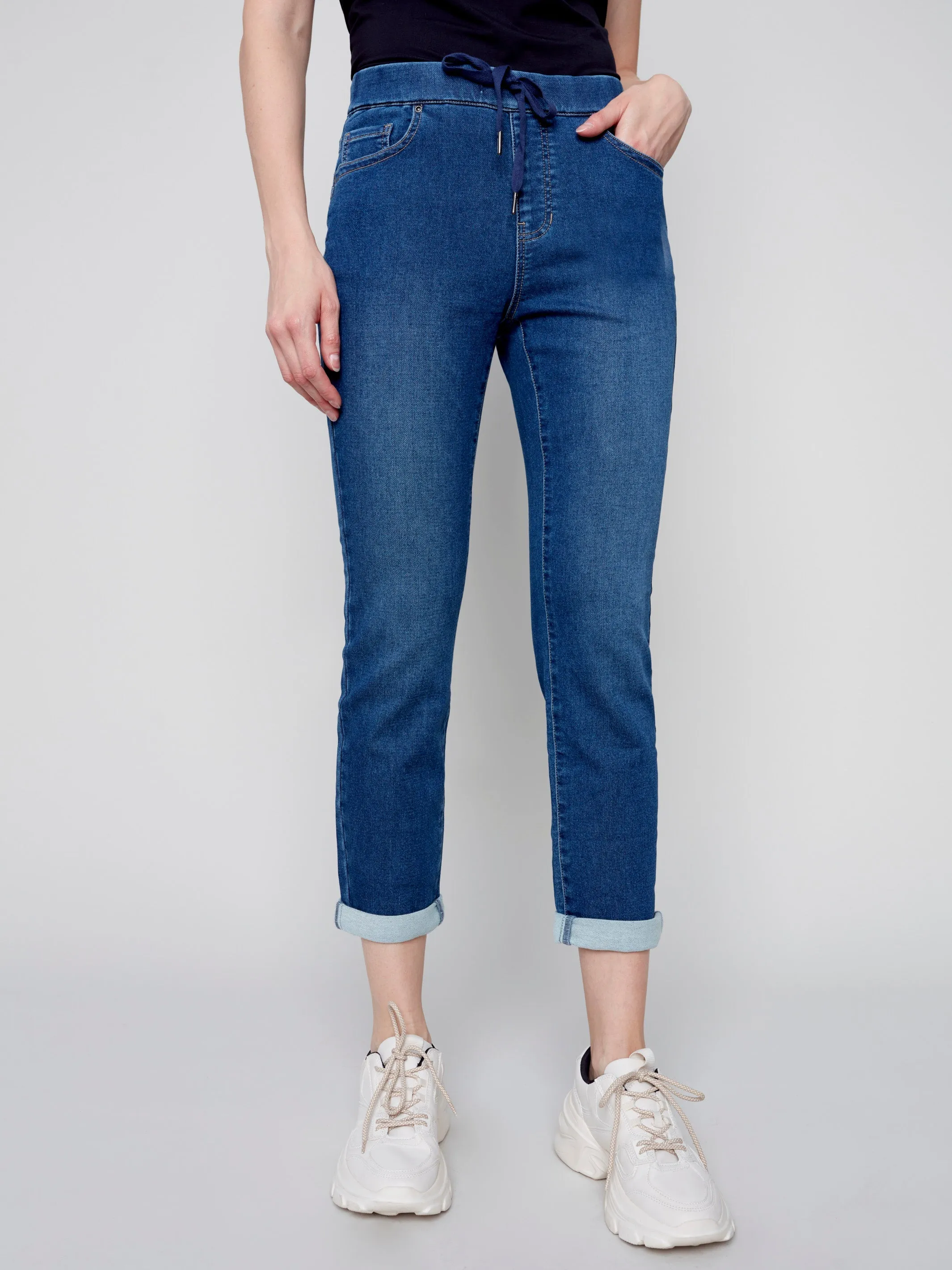 Knit Denim Jogger Pants - Indigo