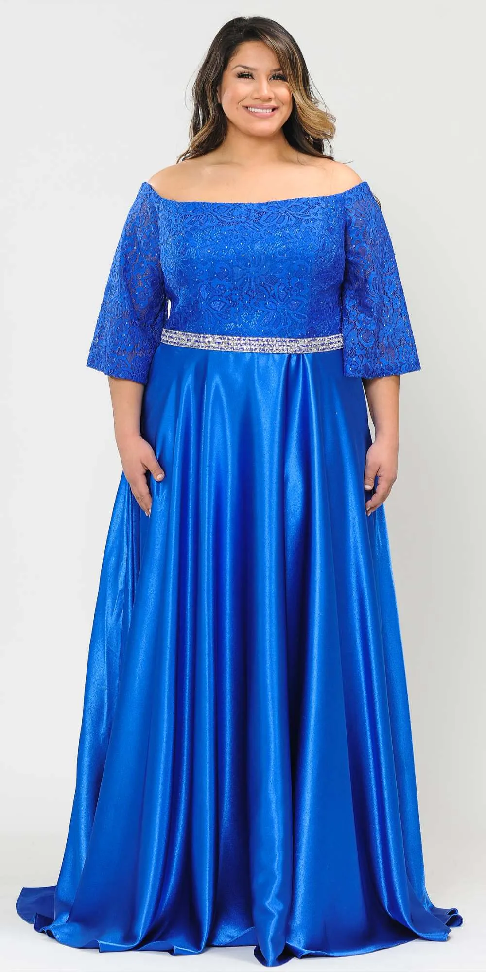 Lindas W1008 Bell Sleeves Off the Shoulder A-Line Ball Gown Plus Size Dress