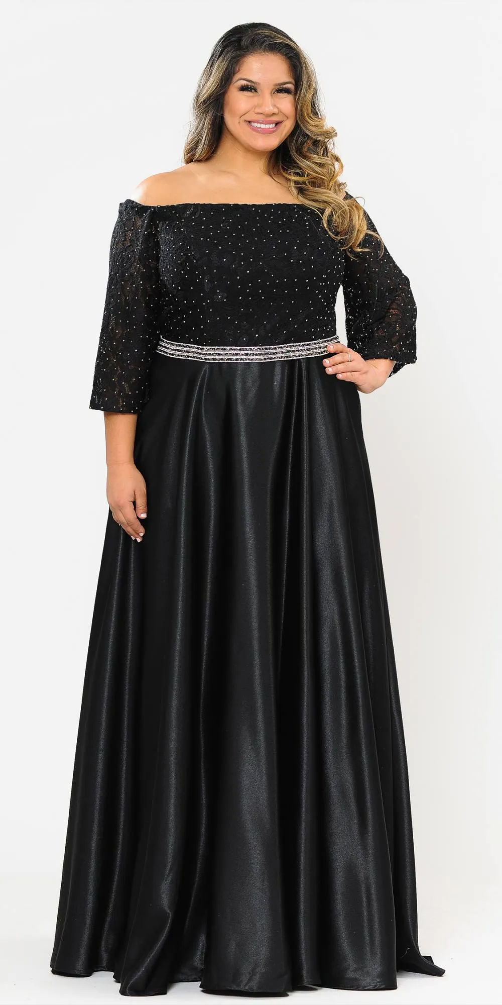 Lindas W1008 Bell Sleeves Off the Shoulder A-Line Ball Gown Plus Size Dress