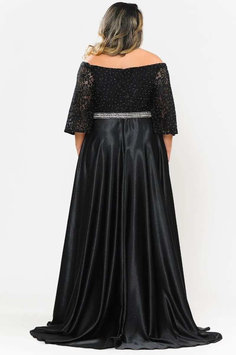 Lindas W1008 Bell Sleeves Off the Shoulder A-Line Ball Gown Plus Size Dress