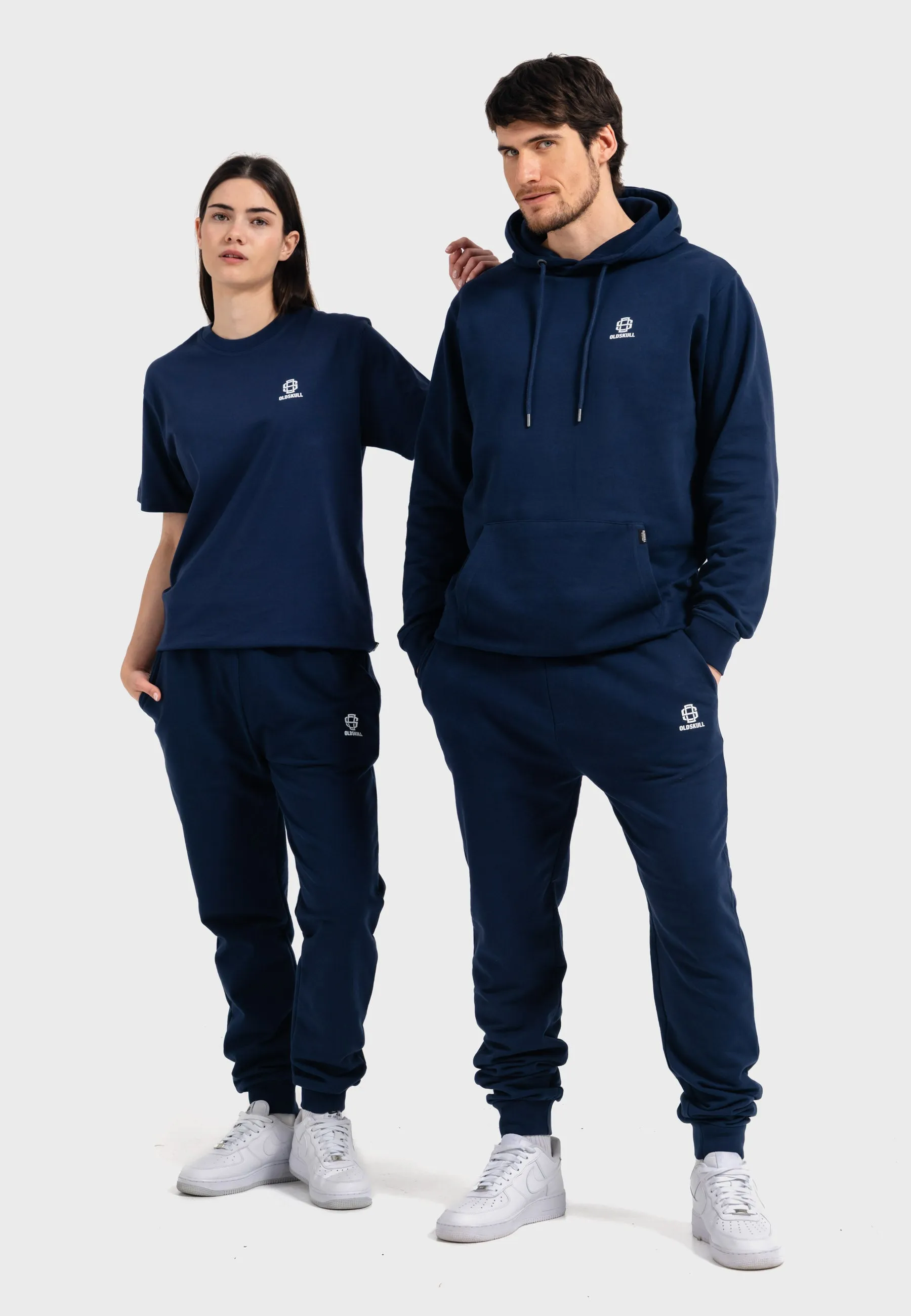 Oldskull Iconic Logo Tracksuit Jogger T-Shirt Navy Blue