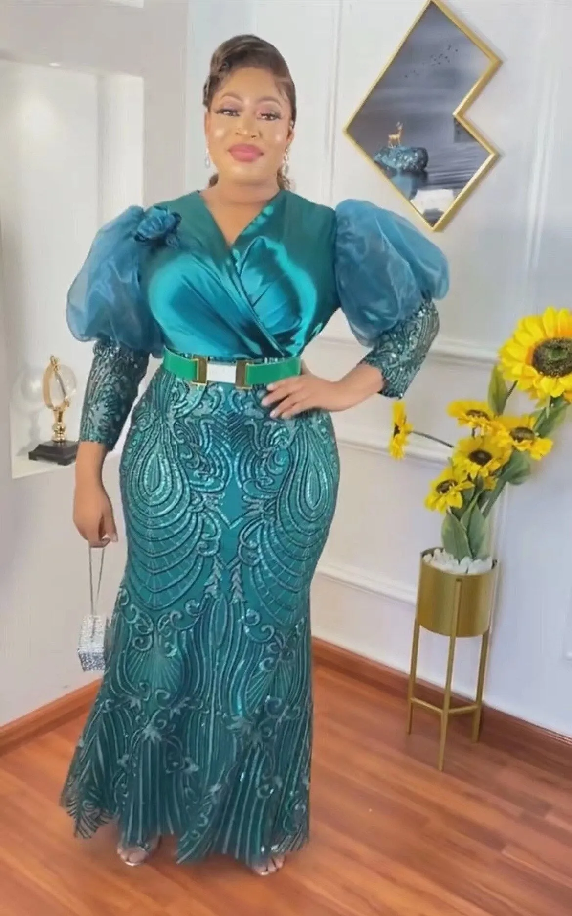 Plus Size Solid Color Maxi Dresses with Belt Women Elegant Lady Embroidery Evening Dresses Sexy Club Party Bodycon