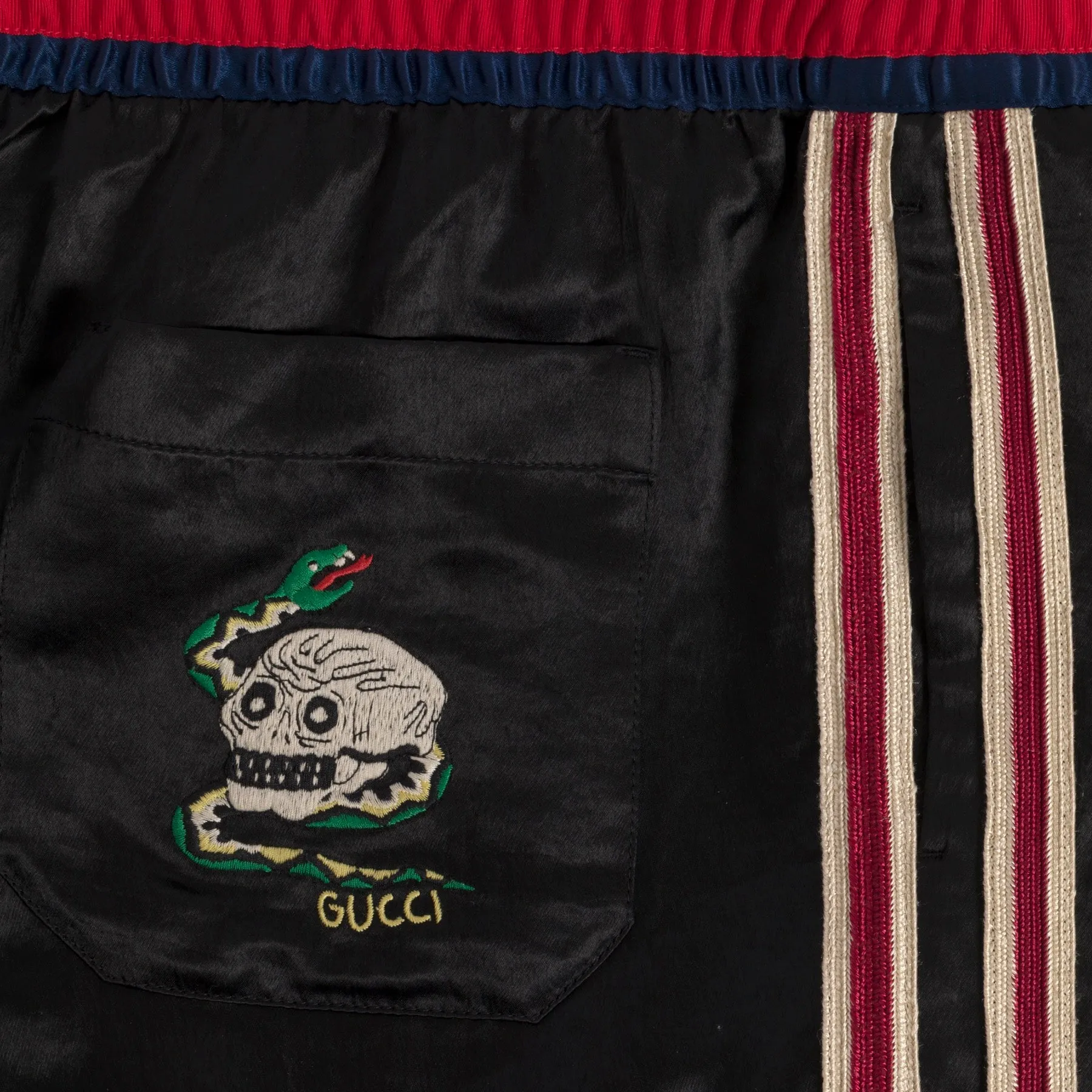 Satin Weave Acatate Embroidered Grosgrain Stripe Joggers