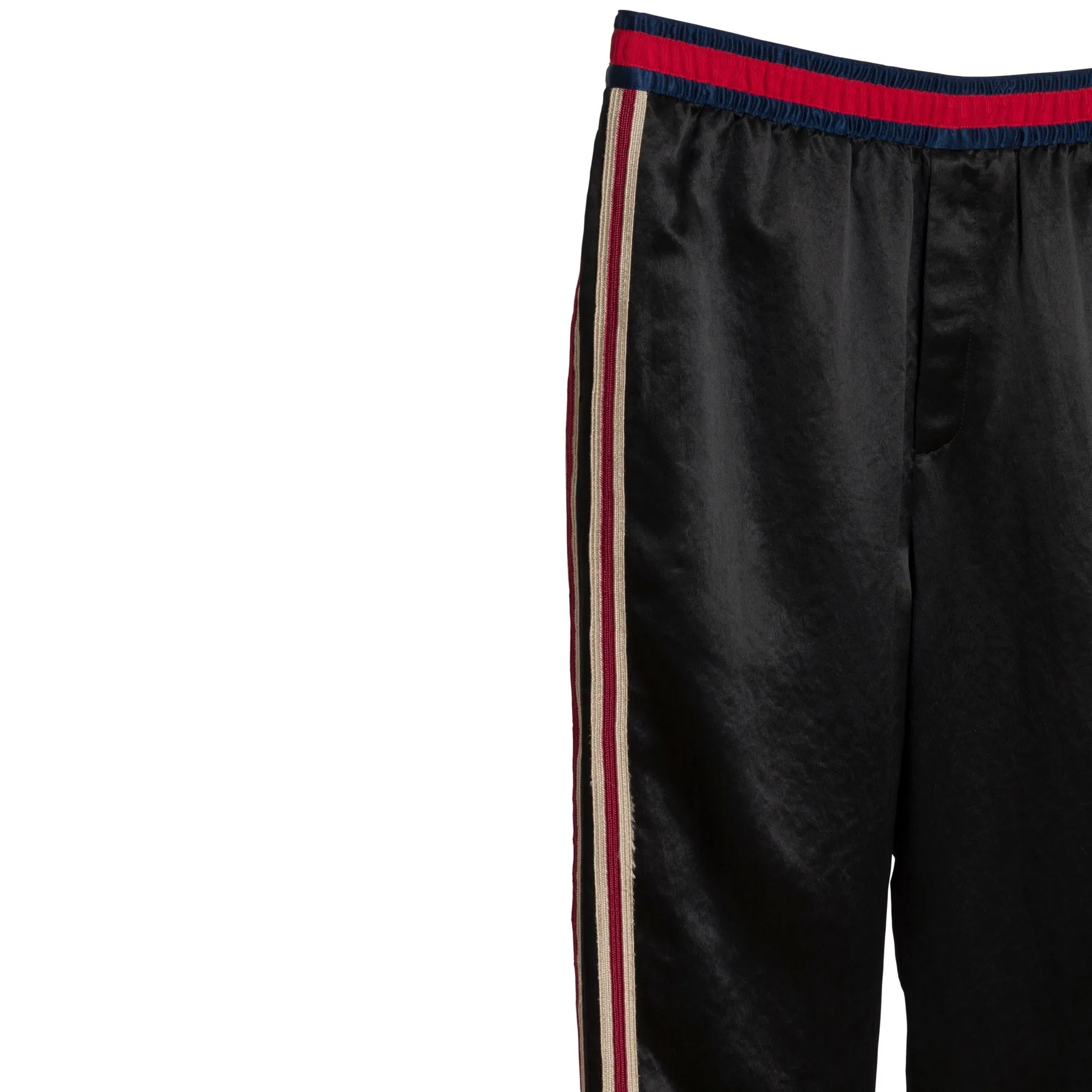 Satin Weave Acatate Embroidered Grosgrain Stripe Joggers