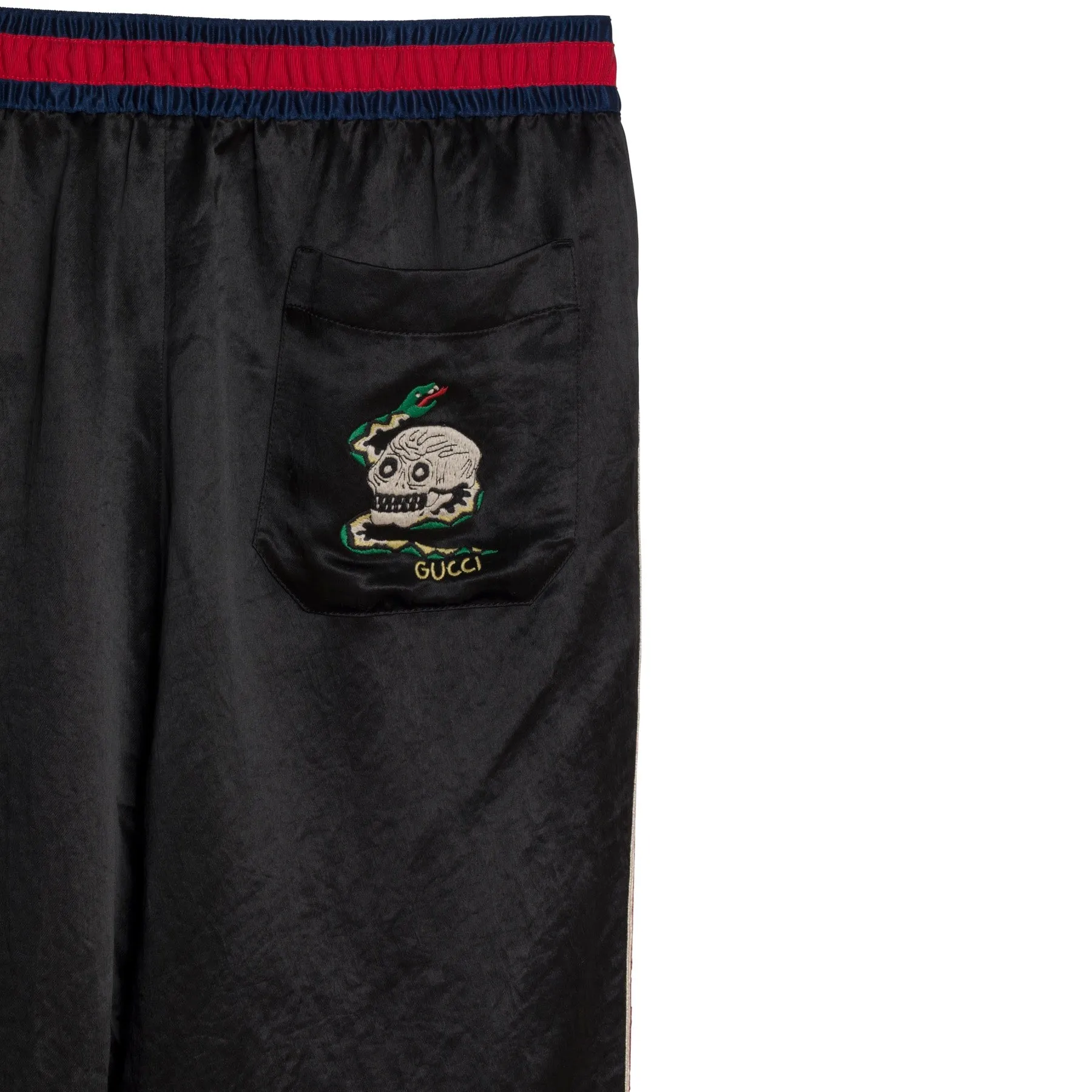 Satin Weave Acatate Embroidered Grosgrain Stripe Joggers