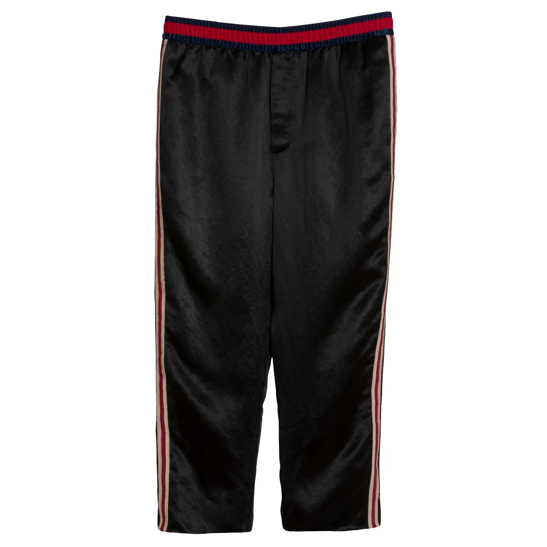 Satin Weave Acatate Embroidered Grosgrain Stripe Joggers