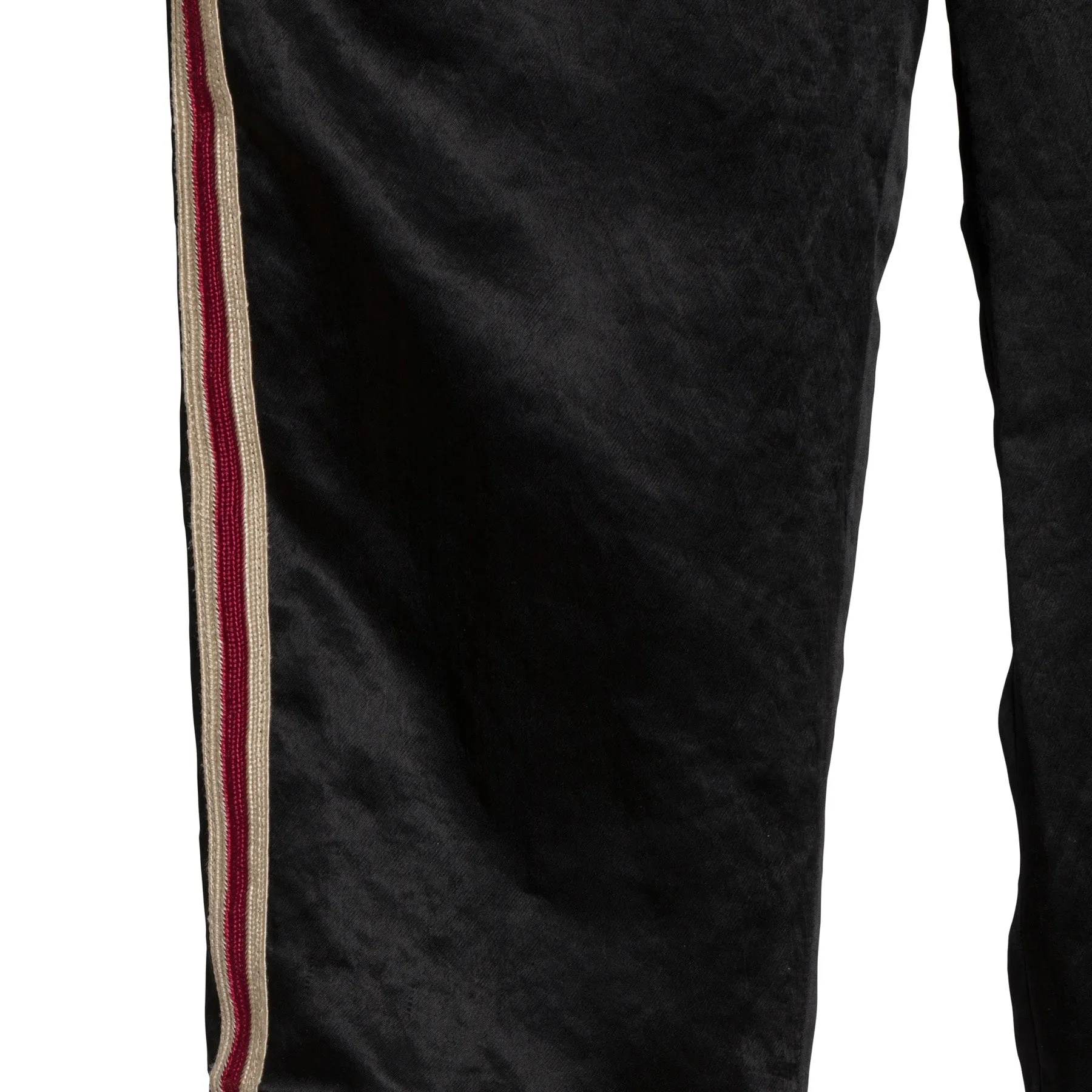Satin Weave Acatate Embroidered Grosgrain Stripe Joggers