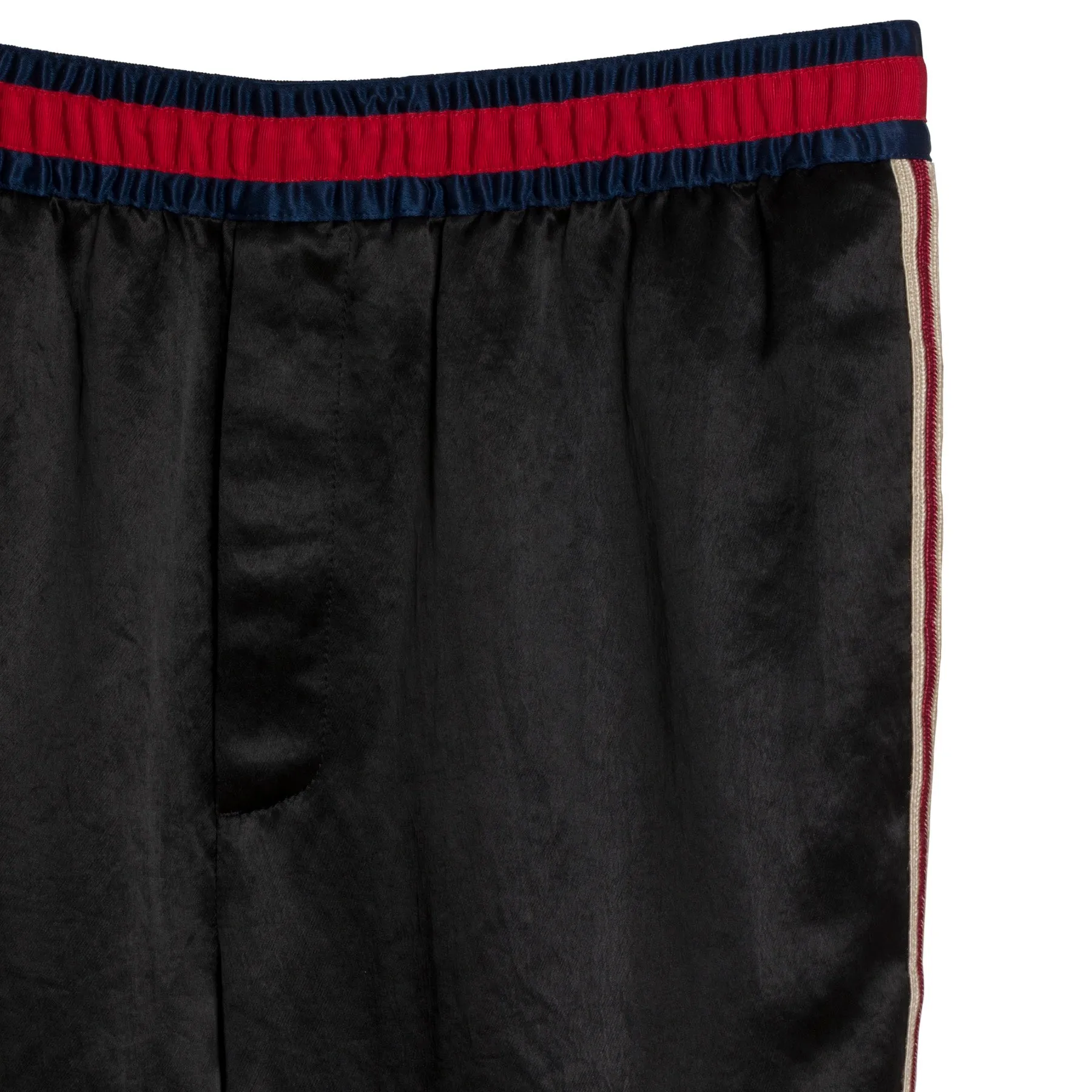 Satin Weave Acatate Embroidered Grosgrain Stripe Joggers