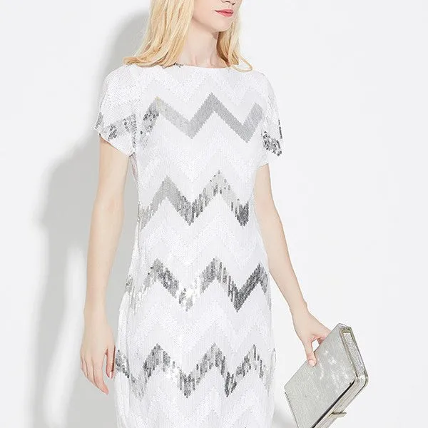 Sexy Sequins Short Sleeve Slim Bodycon Dress