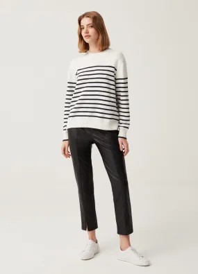 Shiny-effect crop leggings
