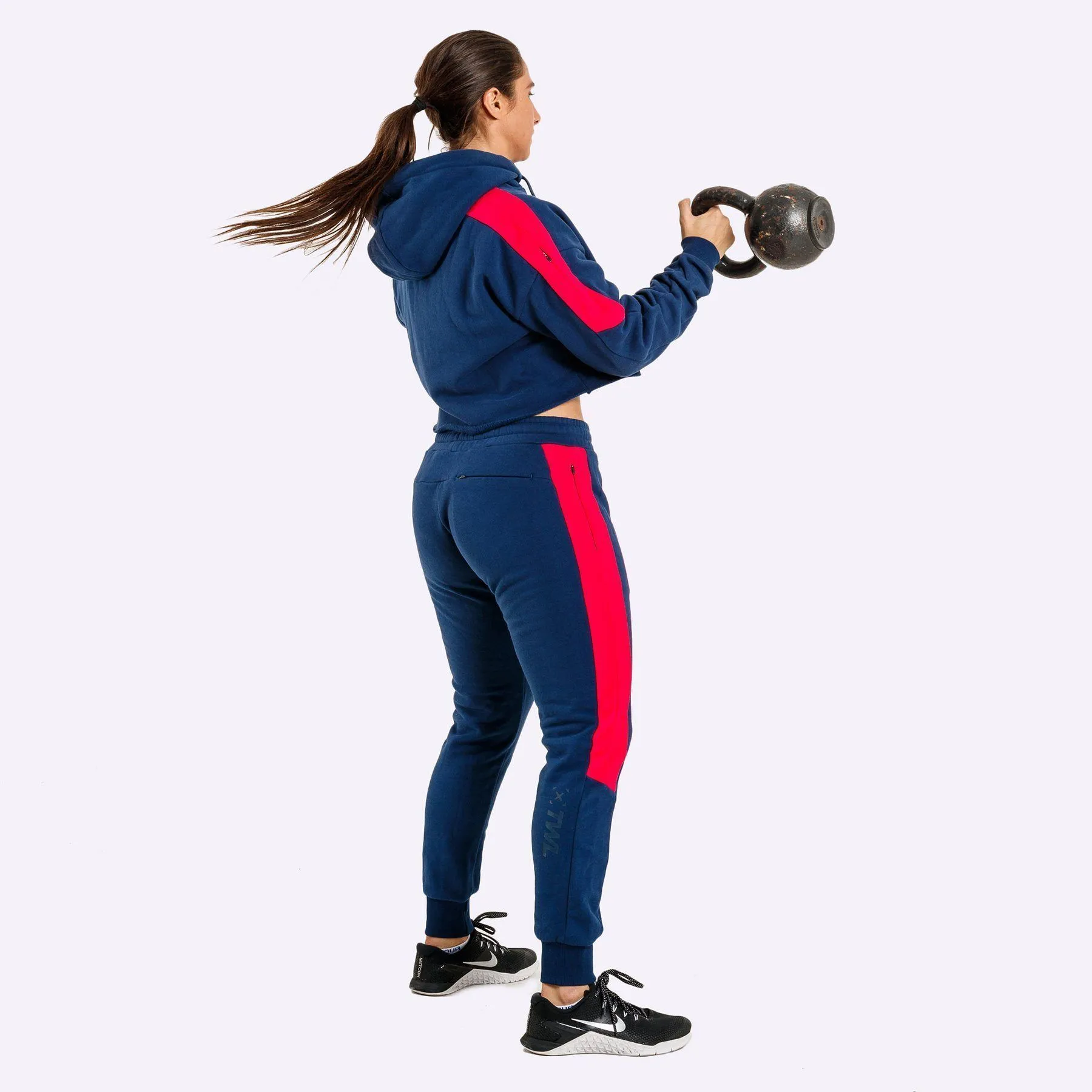 The WOD Life - Women's Wanderer Cuffed Jogger Pants - INDIGO/CERISE