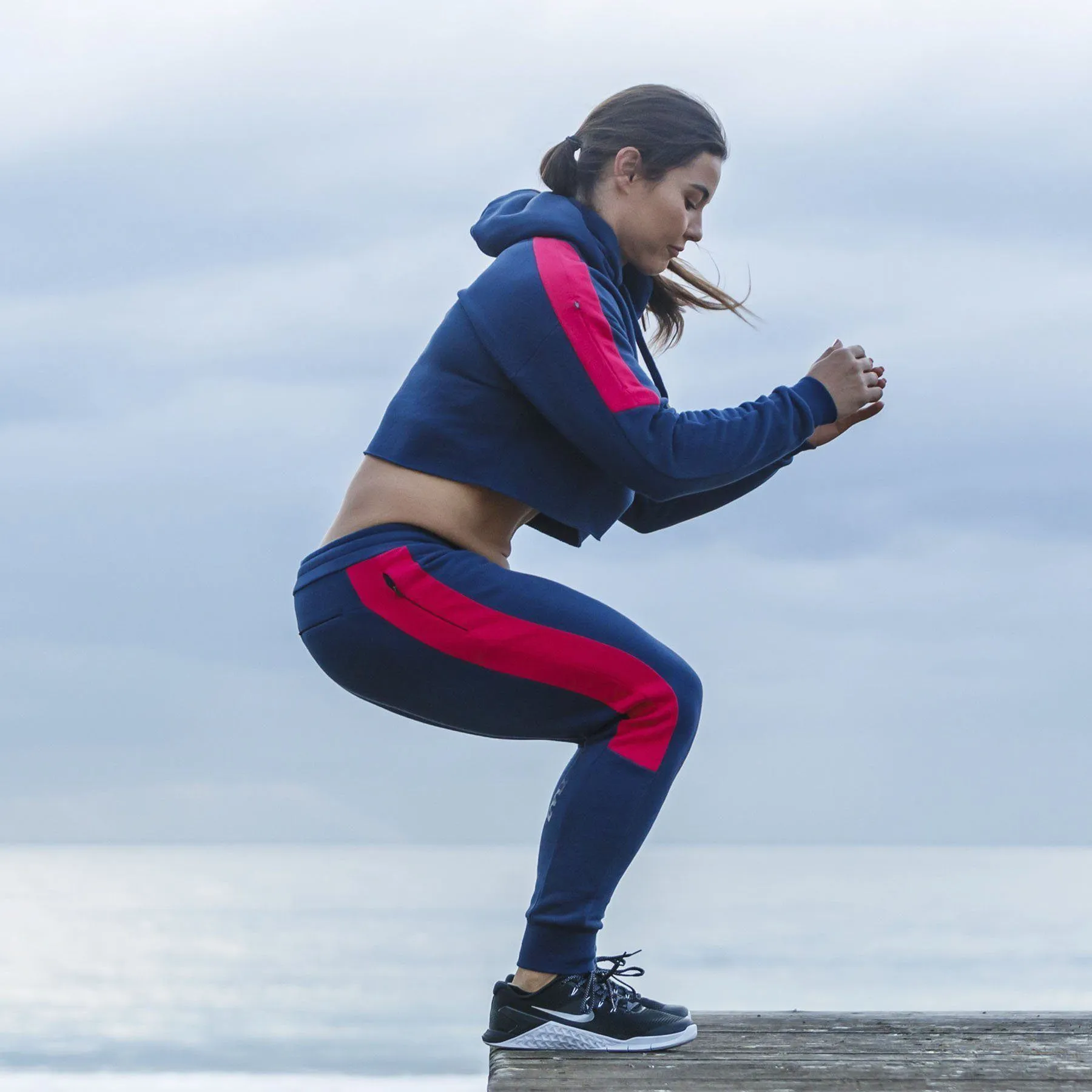 The WOD Life - Women's Wanderer Cuffed Jogger Pants - INDIGO/CERISE