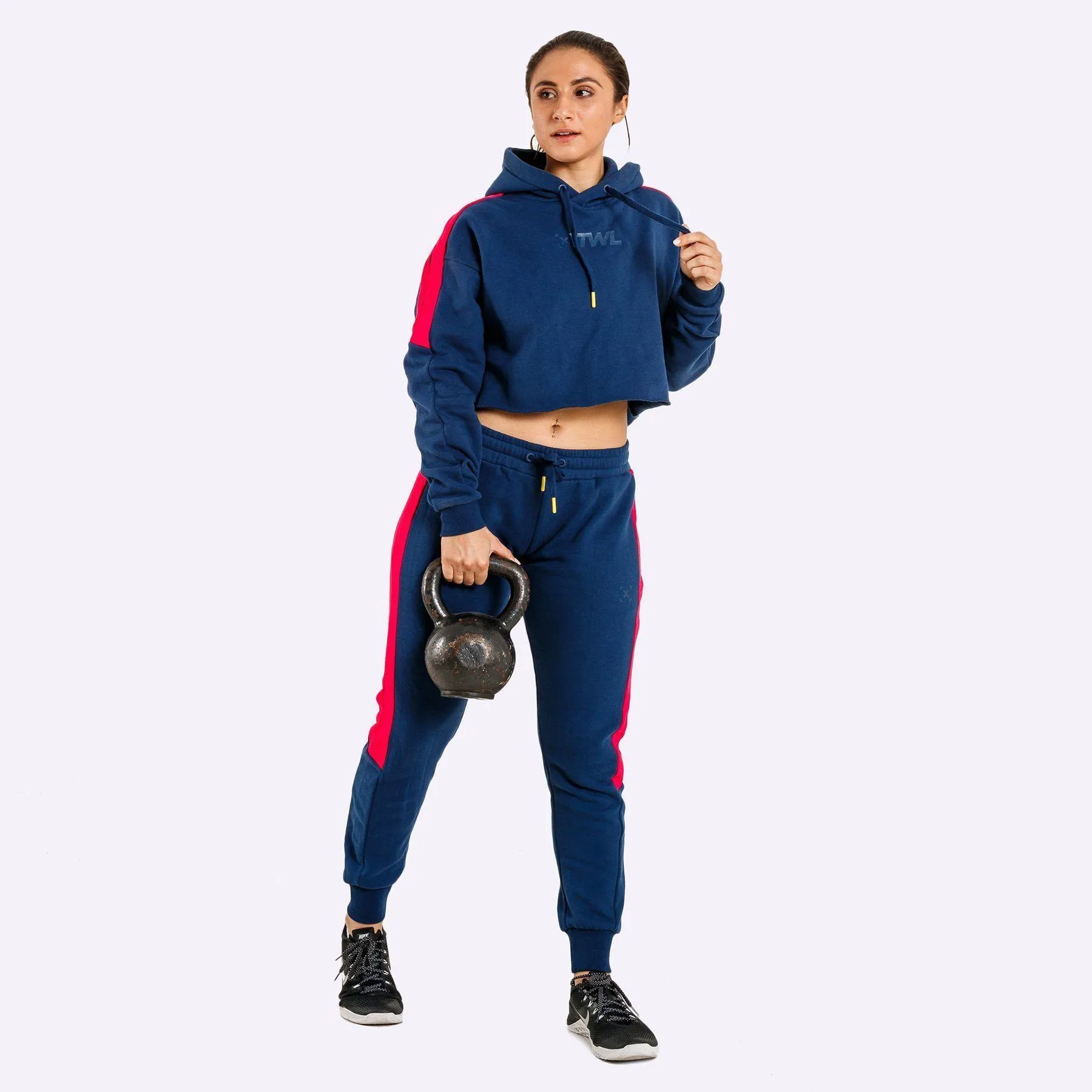 The WOD Life - Women's Wanderer Cuffed Jogger Pants - INDIGO/CERISE