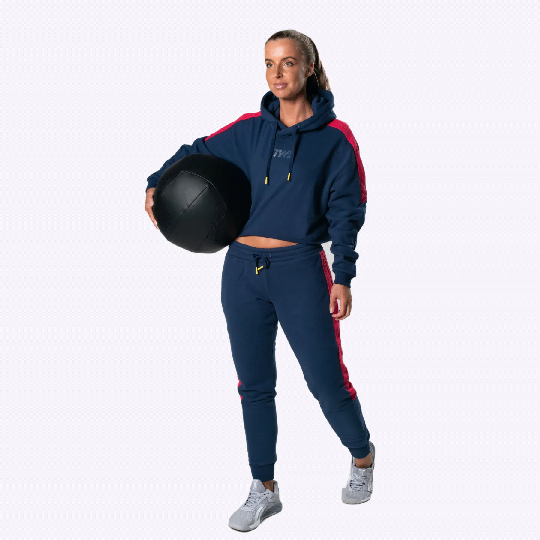 The WOD Life - Women's Wanderer Cuffed Jogger Pants - INDIGO/CERISE