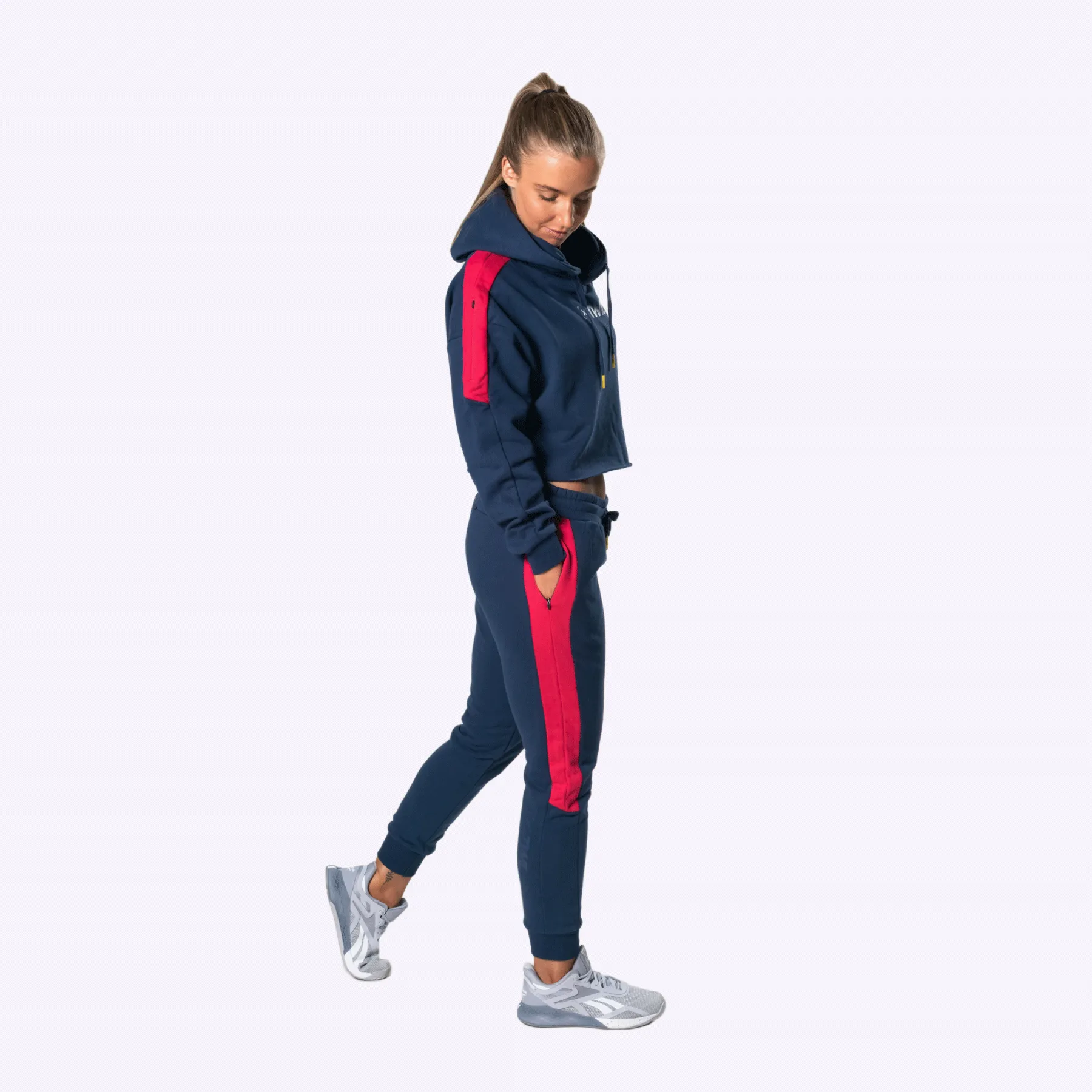 The WOD Life - Women's Wanderer Cuffed Jogger Pants - INDIGO/CERISE
