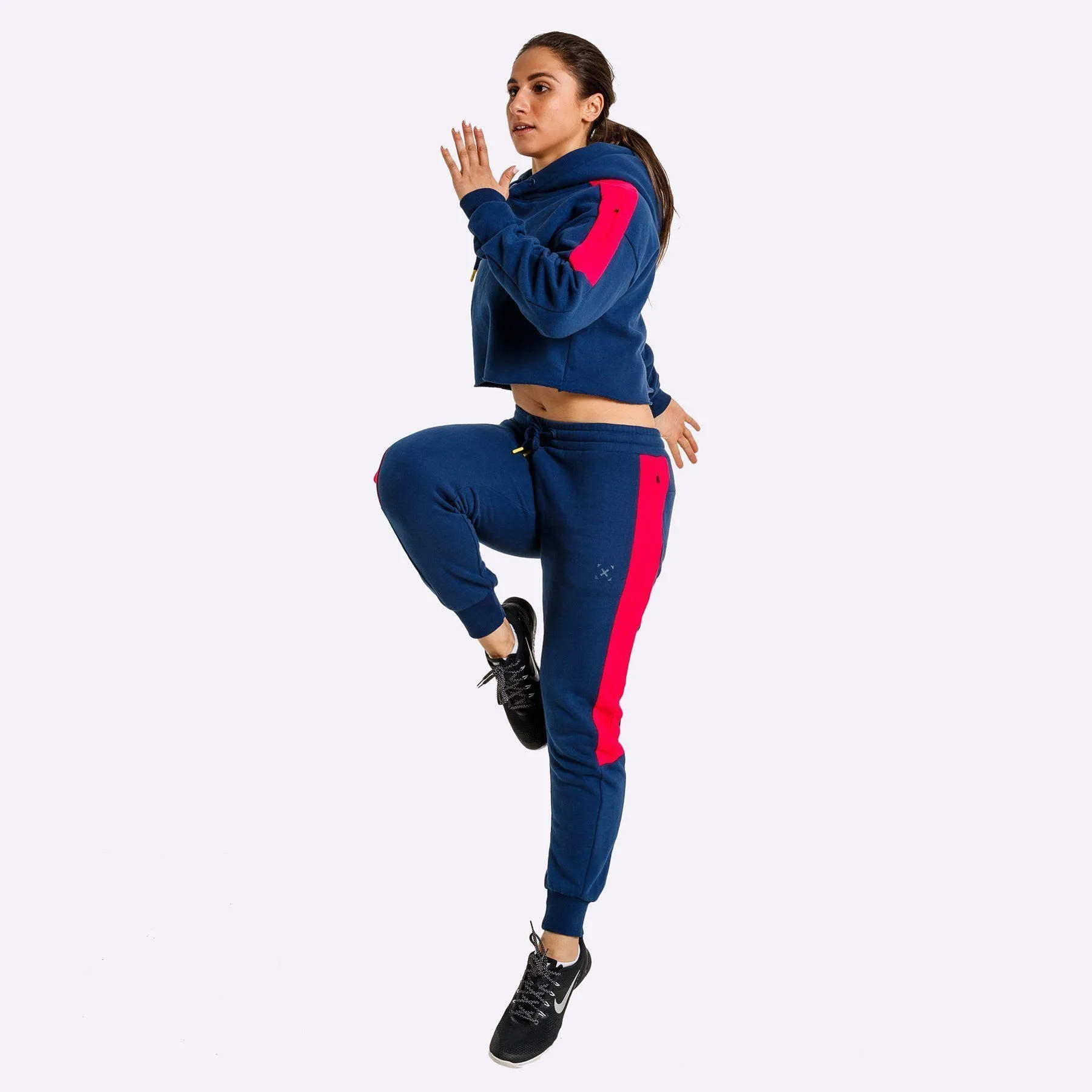 The WOD Life - Women's Wanderer Cuffed Jogger Pants - INDIGO/CERISE