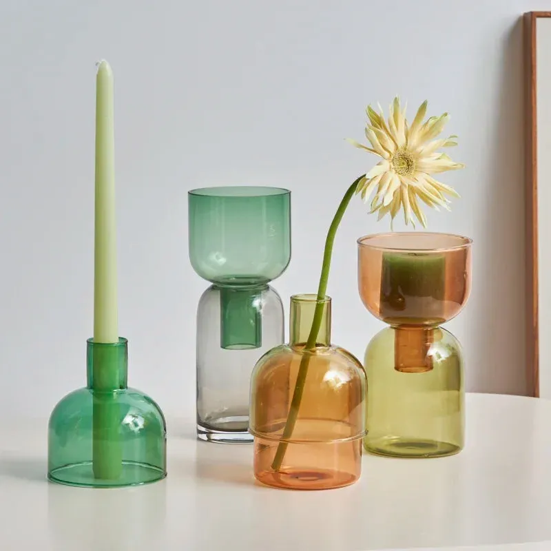 Two Tone Glass Candle Holder
