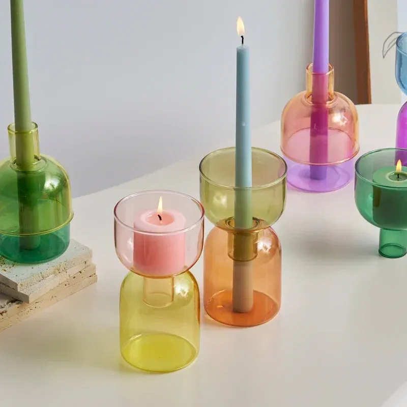Two Tone Glass Candle Holder