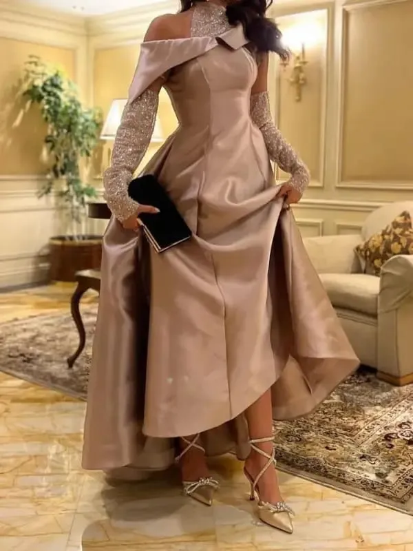 Women Aileen Satin Long Luxury Evening Dresses 070623646